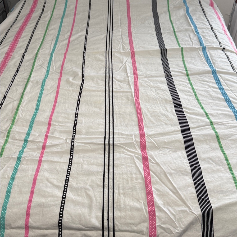 Pottery Barn Teen Twin Ribbon Stripe Duvet Cover and Pillow Sham